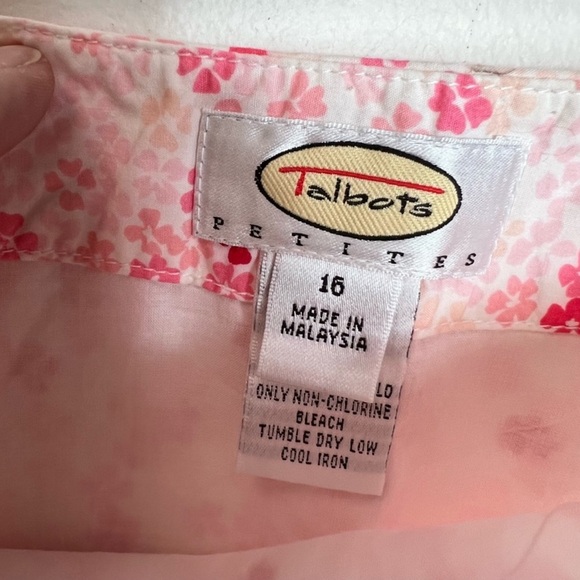 PLUS SIZE PRETTY TALBOTS COTTON VIBRANT PINK FLOWERS A-LINE SKIRT SIZE 16 - Picture 2 of 4